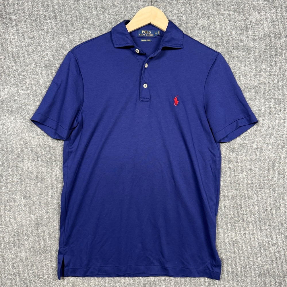 Polo Ralph Lauren Mens Size Small Polo Shirt Blue Pima Soft Touch Cotton Pony